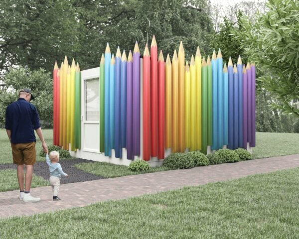 Foldable modular sensory house pencil exterior