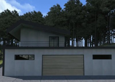 Prefab wooden house with garage